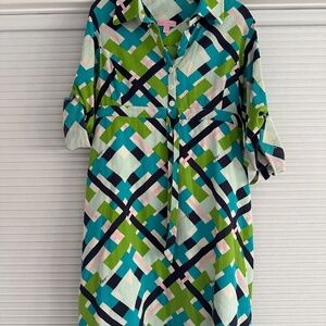 Lilly Pulitzer Geometric Empire Waist Drawstring Dress - Size 6